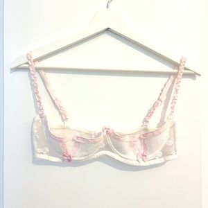 Agent Provocateur Pink and White Lace Bra